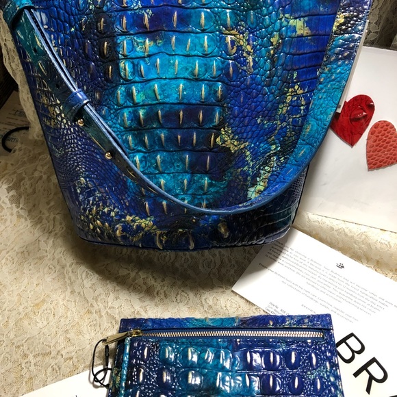 2 PCs. NWT BRAHMIN PHTHALO QUINN CROSSBODY & ADY WALLET - Picture 3 of 13